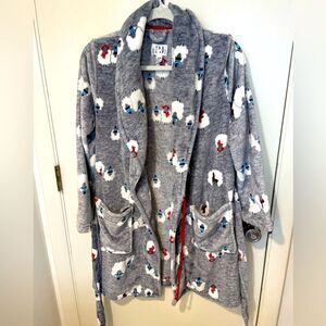PJ Essentials unisex bath robe ultra soft llama print sz S/M